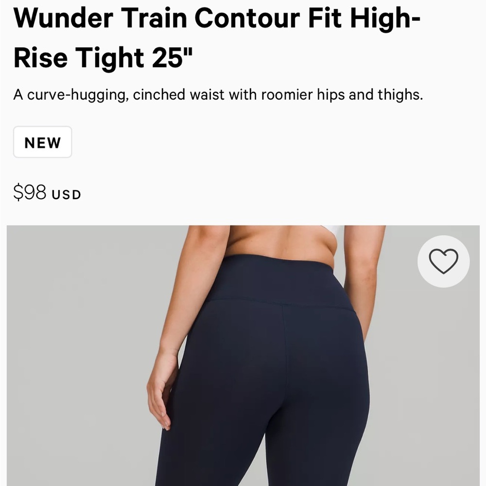 Lulu Lemon Wunder Train High Rise 25” tight leggings size 4